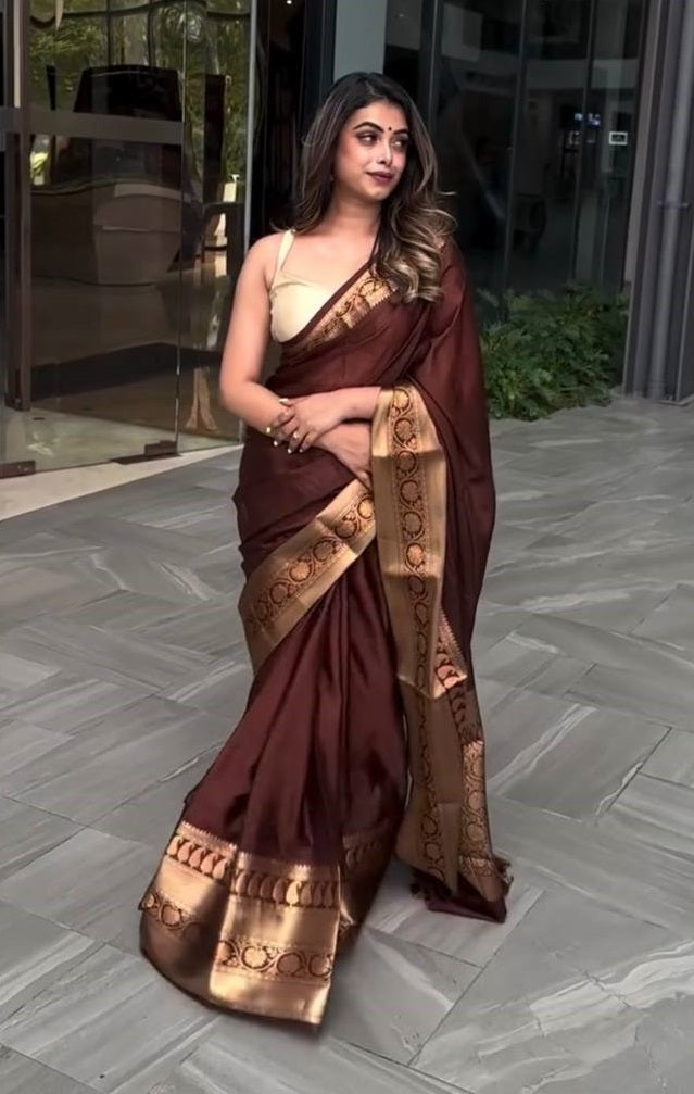 Maroon Lichi Silk Saree Blouse