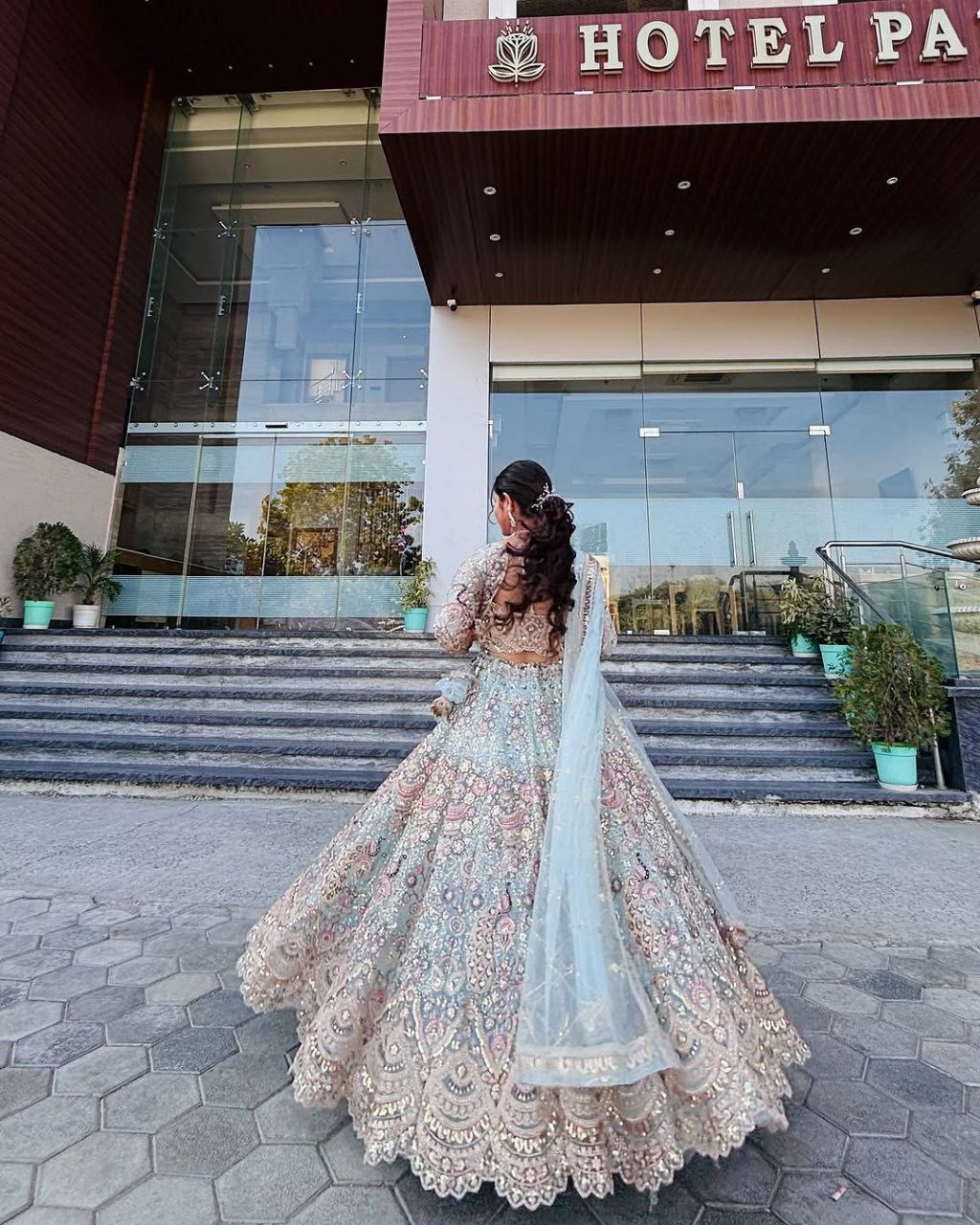 Peacock Motif Embroidered Net Lehenga Choli Set with Dupatta
