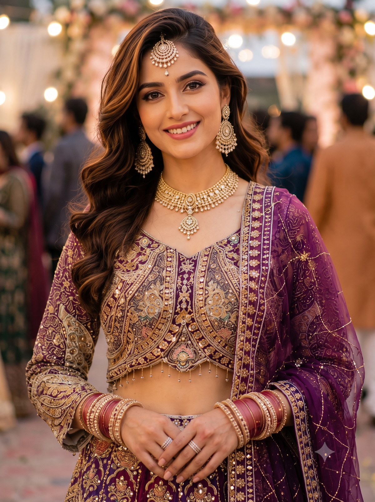 Designer Multi-Shade Panel Bridal Lehenga Choli with Dori Embroidery & Heavy Dupatta