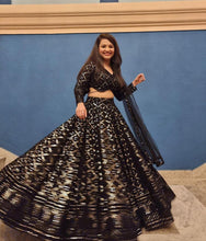 Load image into Gallery viewer, Flattering Black Color Occasion Wear Georgette Embroidered Design Work Lehenga Choli
