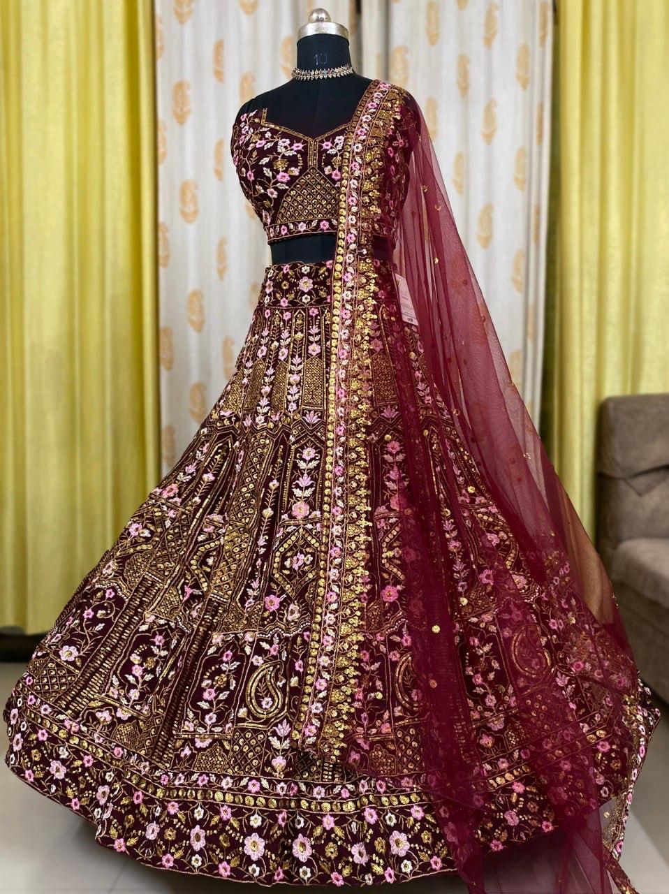 Maroon Color Georgette Wedding Wear Lehenga Choli