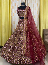 Load image into Gallery viewer, Maroon Color Georgette Wedding Wear Lehenga Choli
