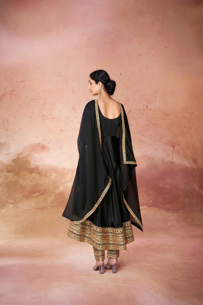 Black Embroidered Anarkali Dress Fully Stitched
