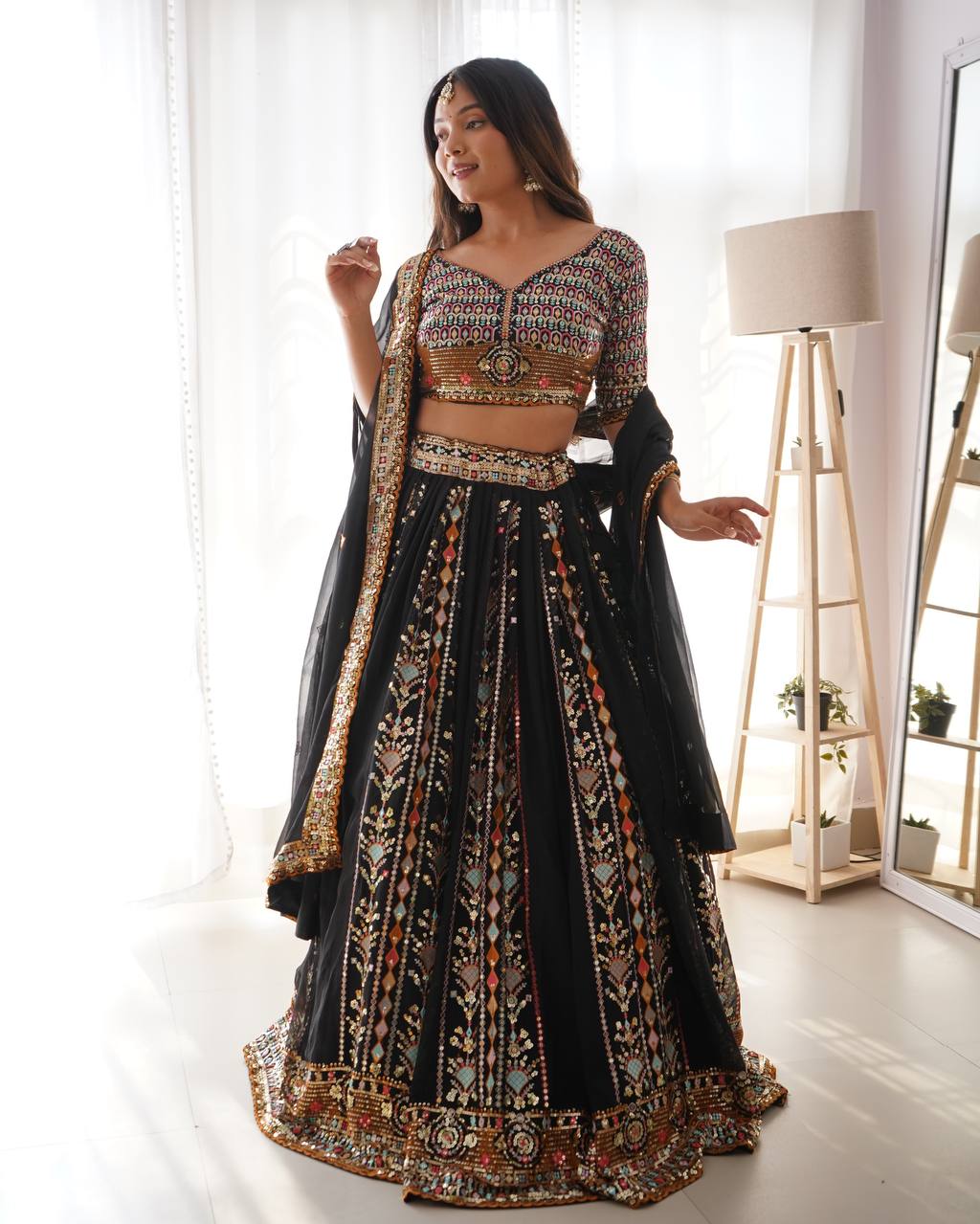 Black Treditional Wear Beautiful Georgette Designer Lehenga Choli