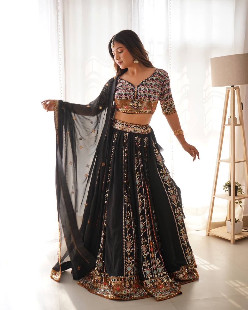 Black Treditional Wear Beautiful Georgette Designer Lehenga Choli