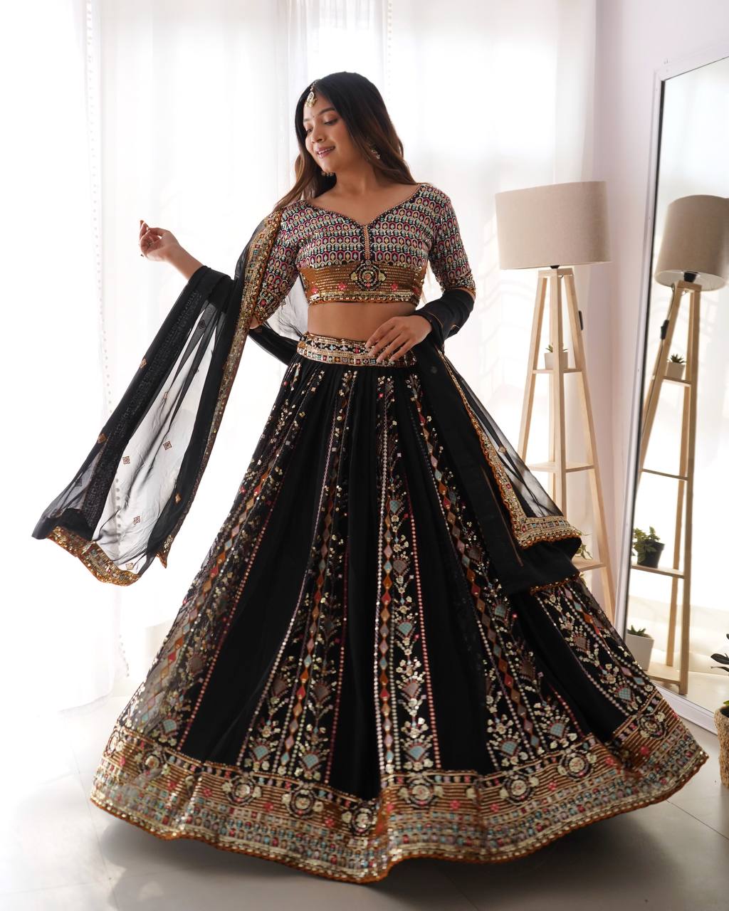 Black Treditional Wear Beautiful Georgette Designer Lehenga Choli