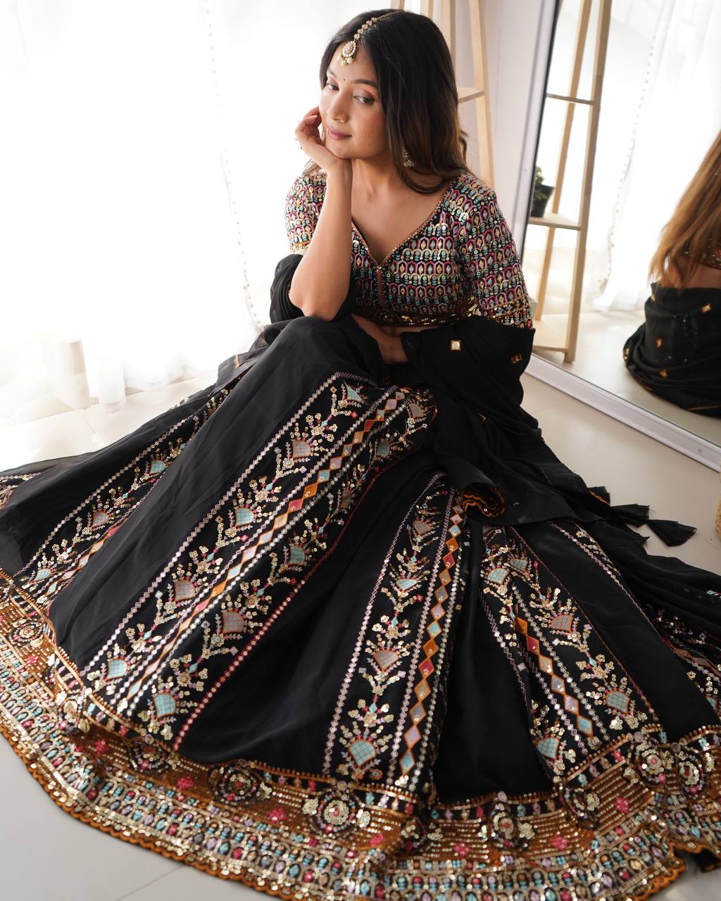 Black Treditional Wear Beautiful Georgette Designer Lehenga Choli