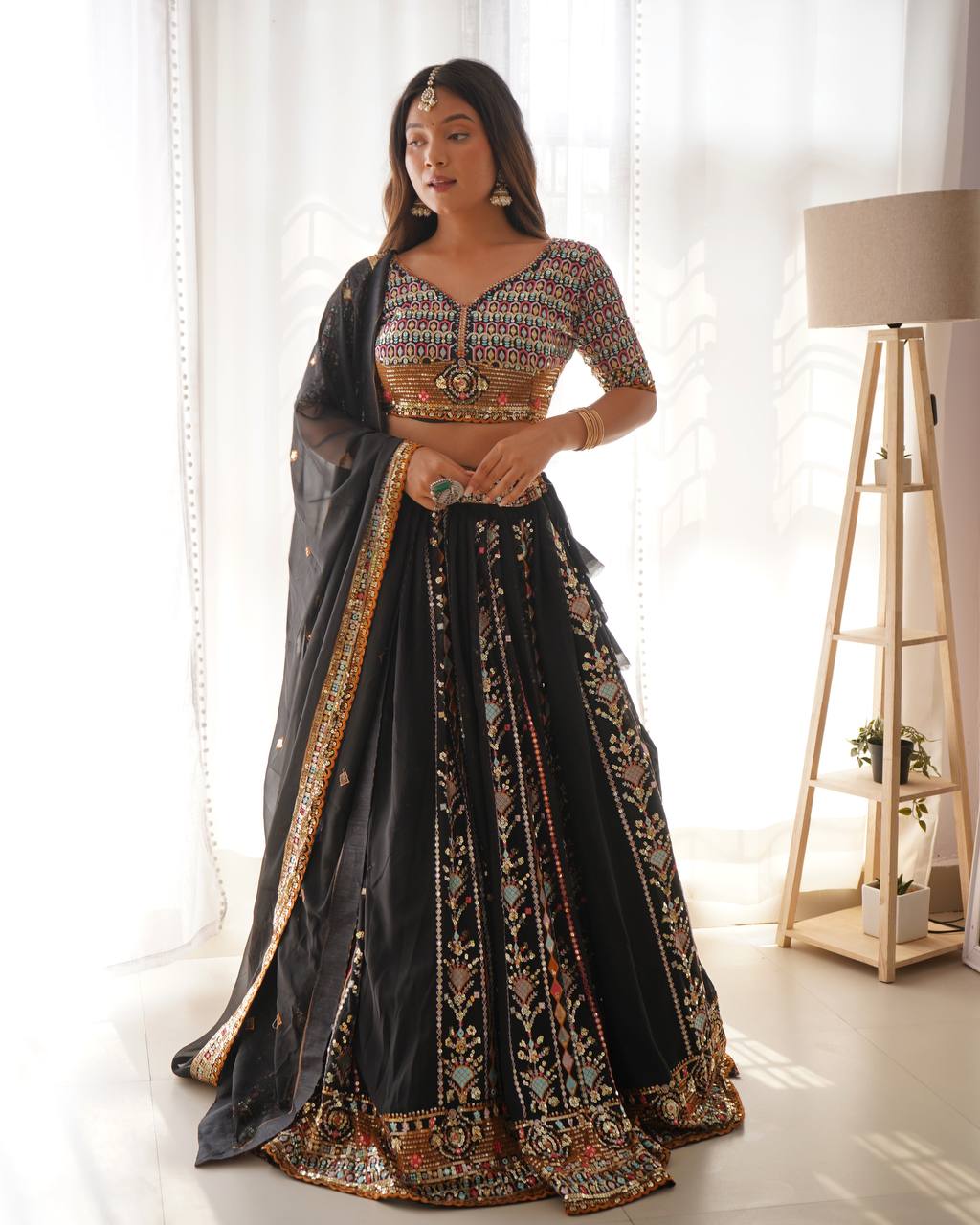 Black Treditional Wear Beautiful Georgette Designer Lehenga Choli