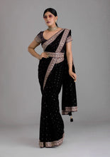 Load image into Gallery viewer, Wedding Wear All Over Foil Work Sequence And Codding Embroidary Border Saree
