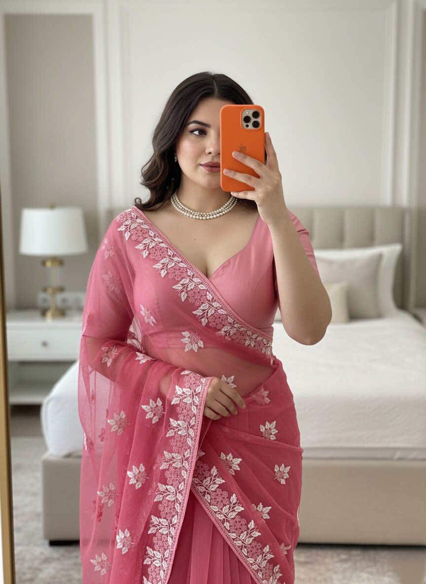 New Women's Party Wear Soft Net Saree