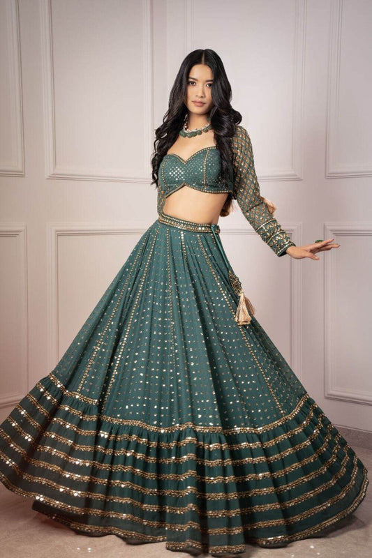 Beautiful Wedding Wear Georgette Sequence Work Fancy Lehenga Choli