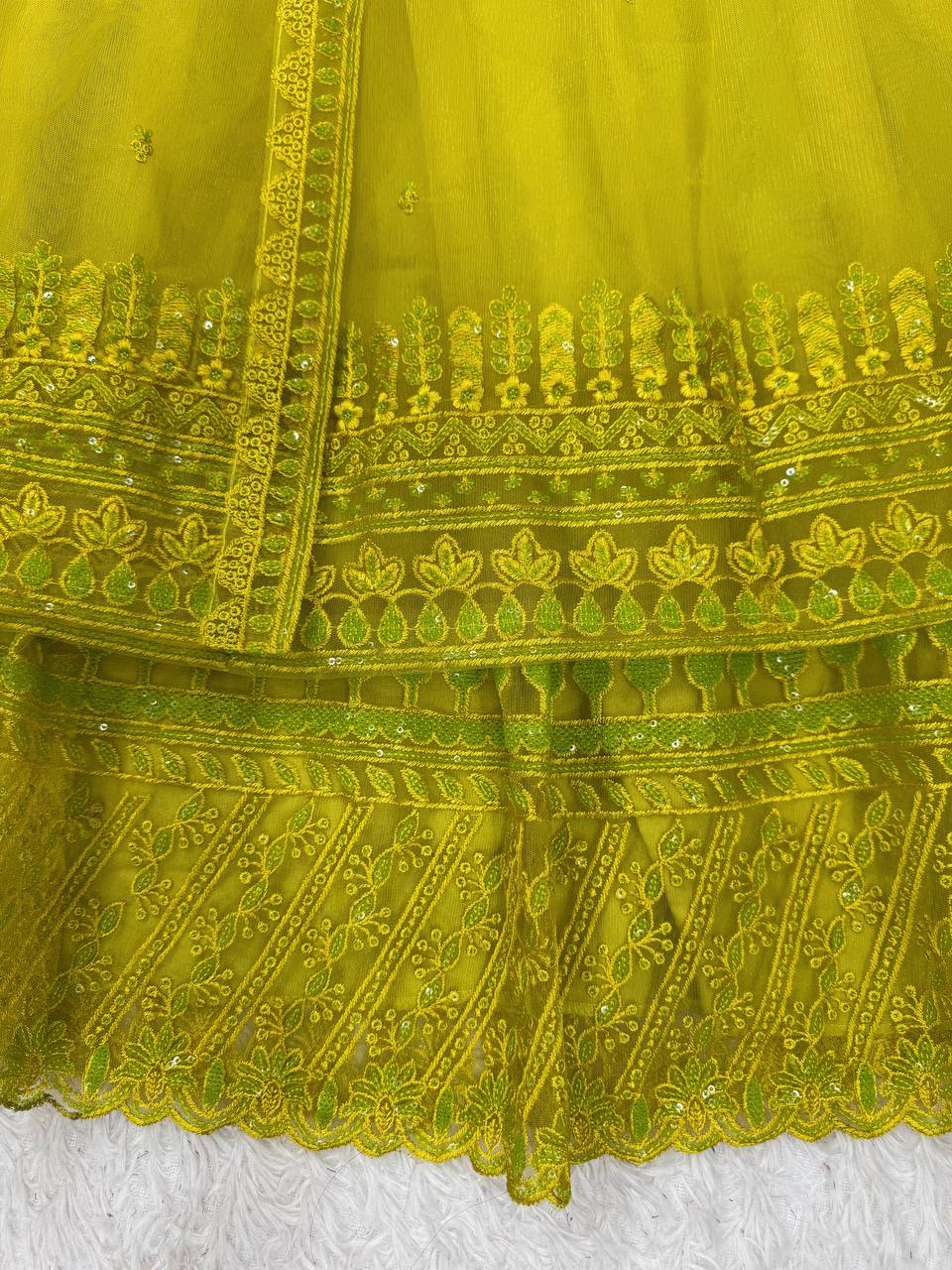 Mehendi Green Wedding Functions Gown Full Stiched
