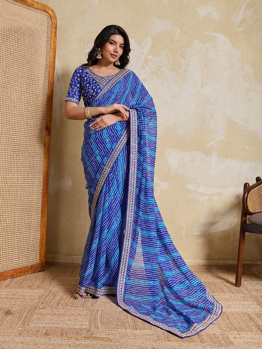 Women's Daily Wear Laheriya Bandhej Georgette Saree