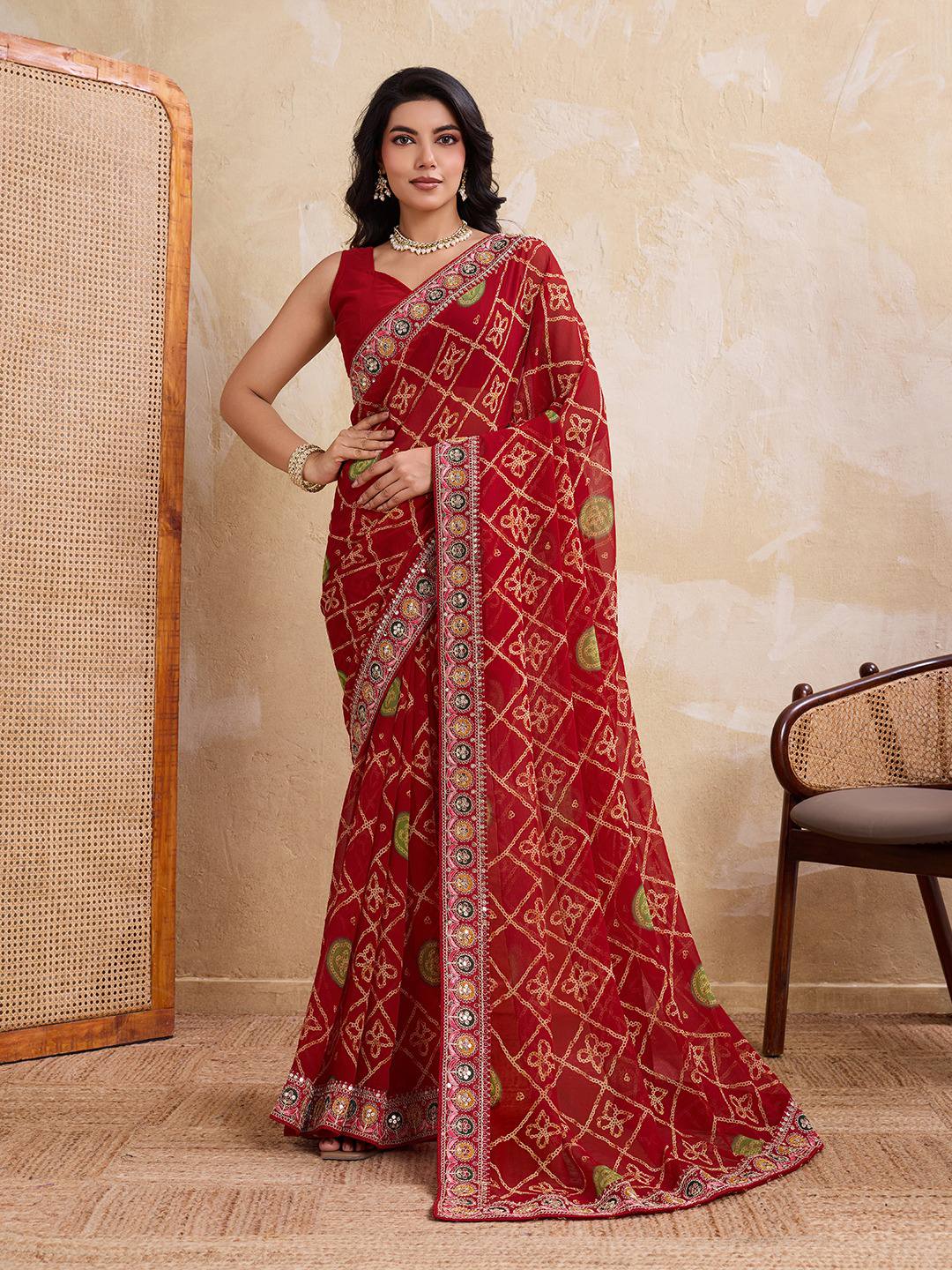New Women's Wedding Wear Georgette Saree