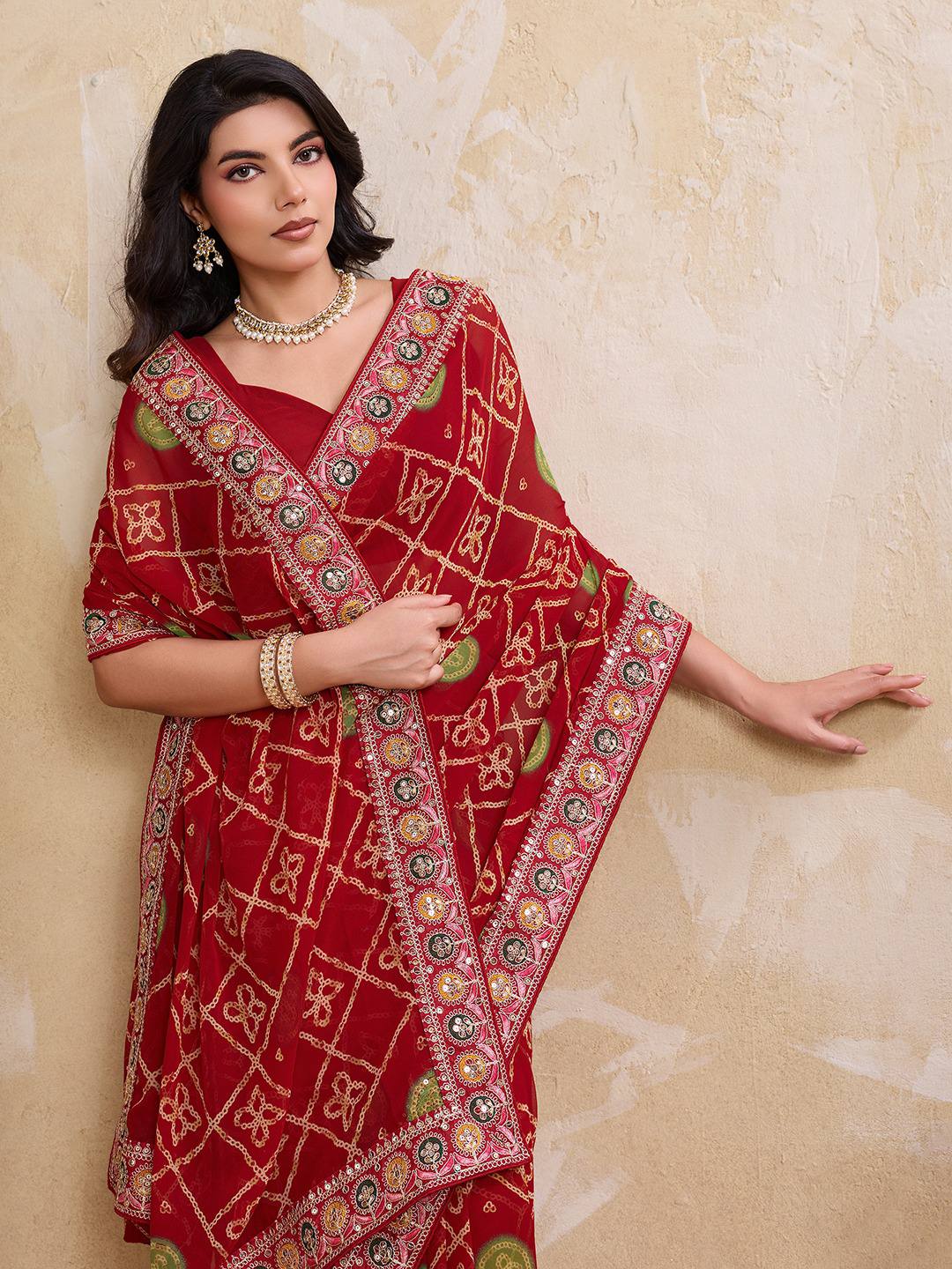 New Women's Wedding Wear Georgette Saree