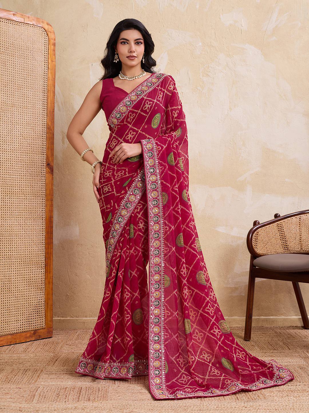New Women's Wedding Wear Georgette Saree