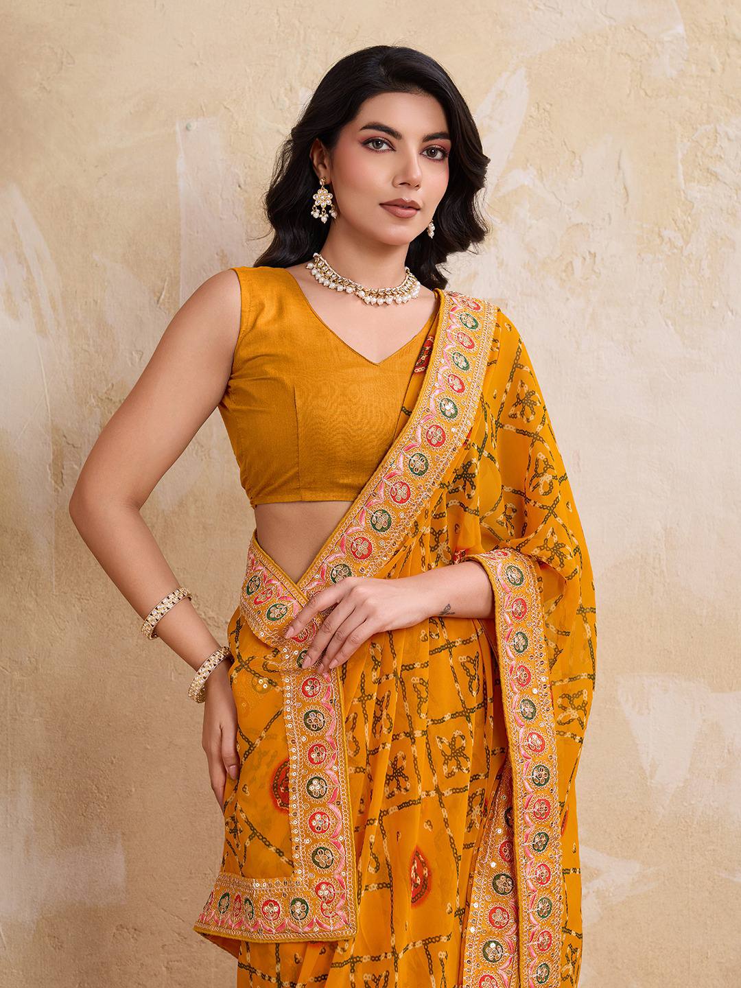 New Women's Wedding Wear Georgette Saree