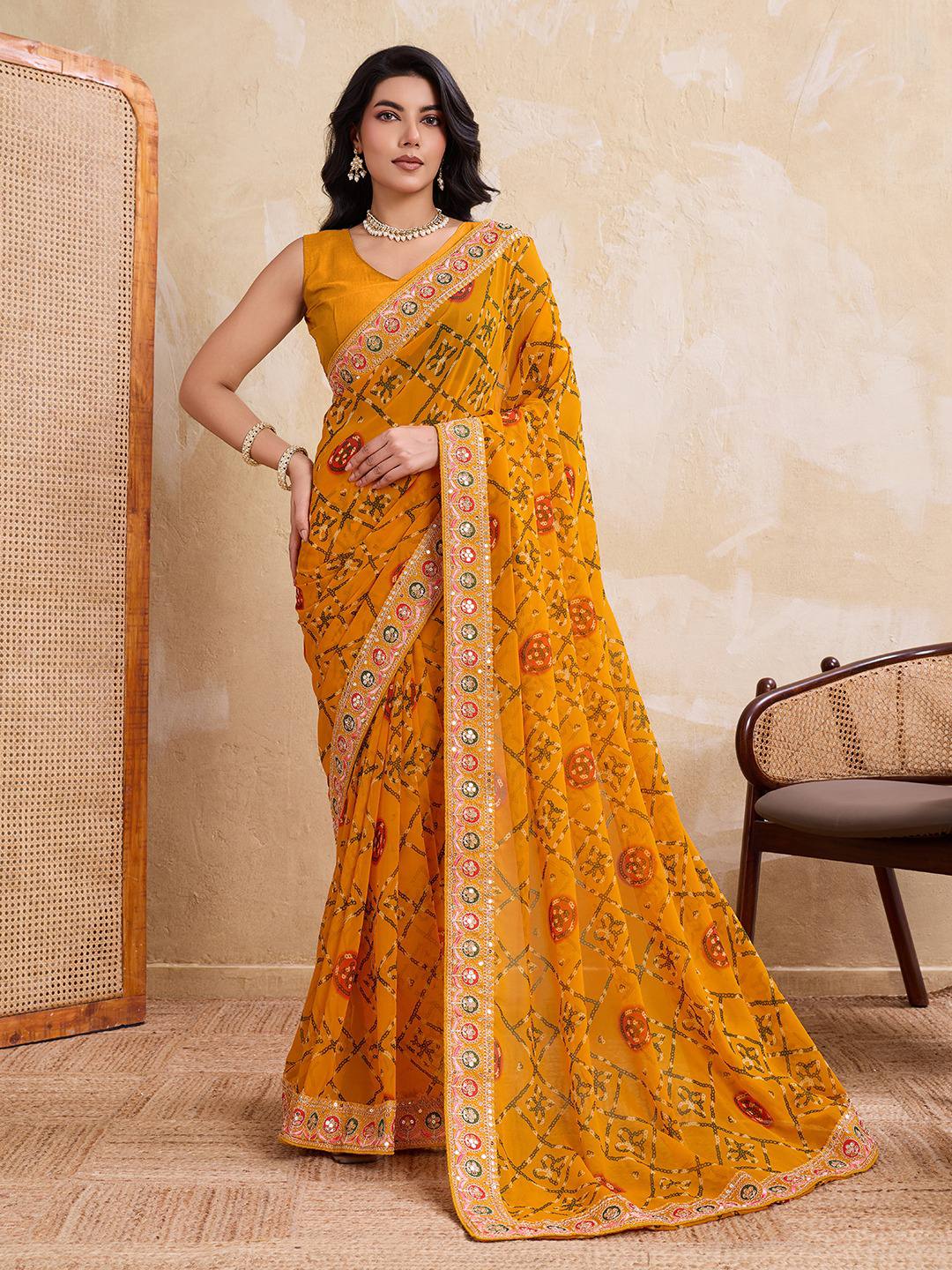 New Women's Wedding Wear Georgette Saree