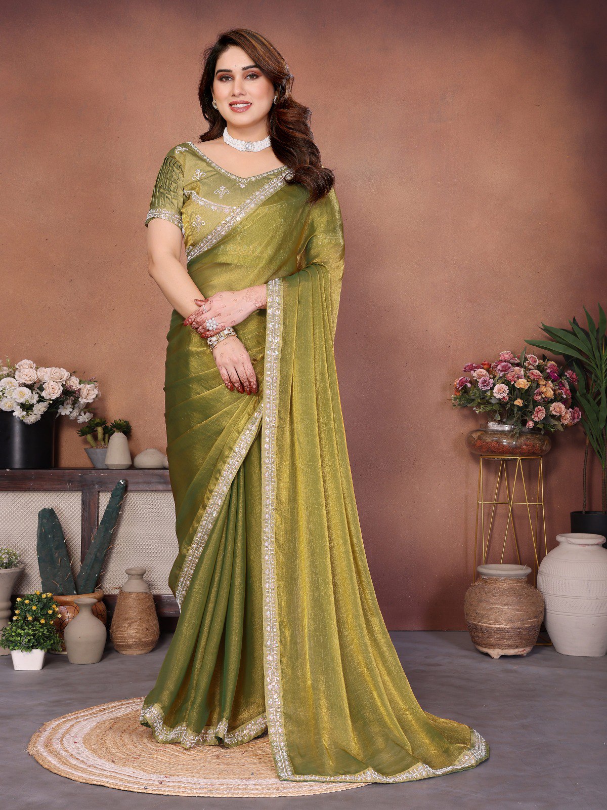 New Latest Trendy Party Wear Fendy Chiffon Saree