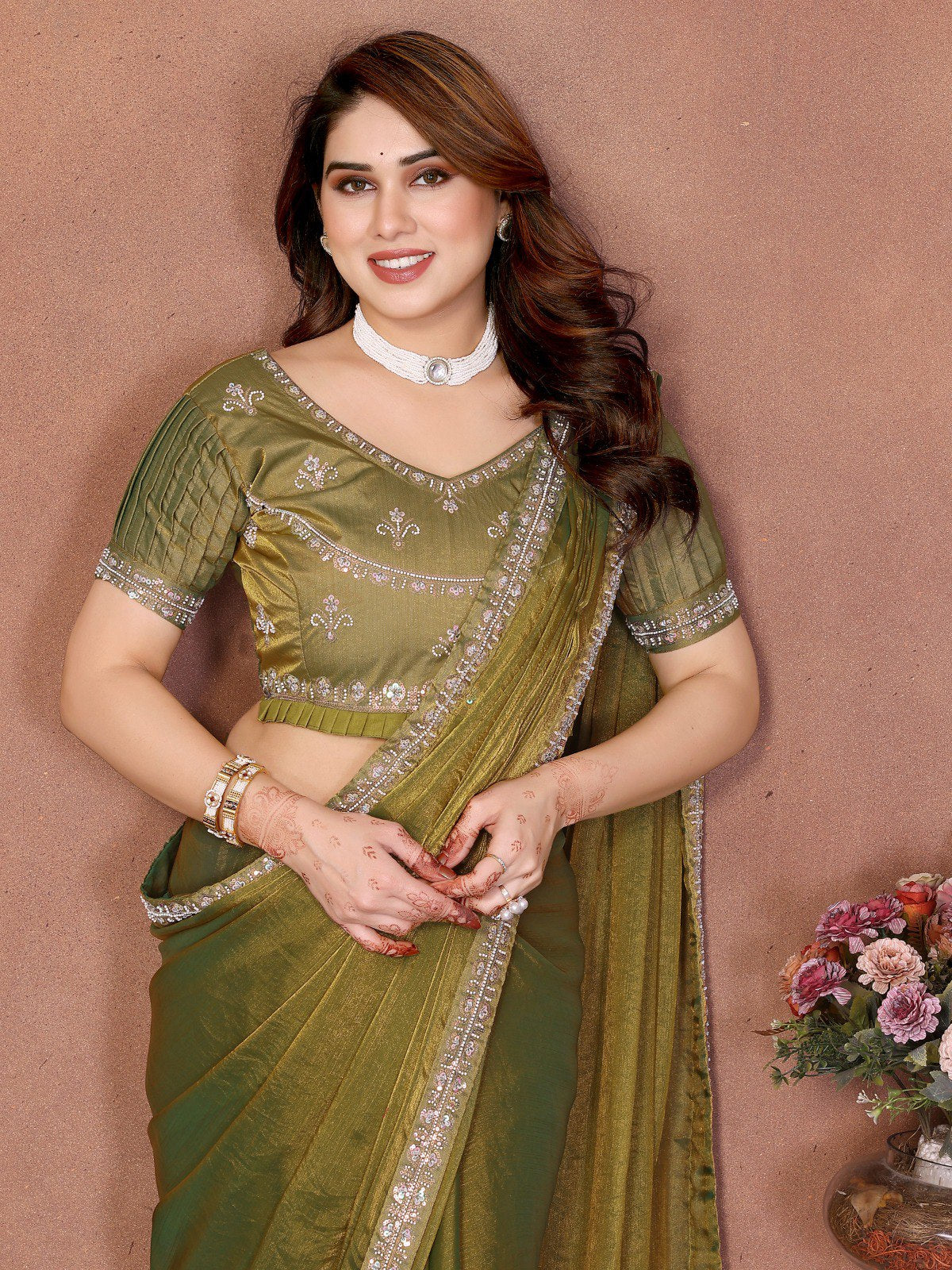 New Latest Trendy Party Wear Fendy Chiffon Saree