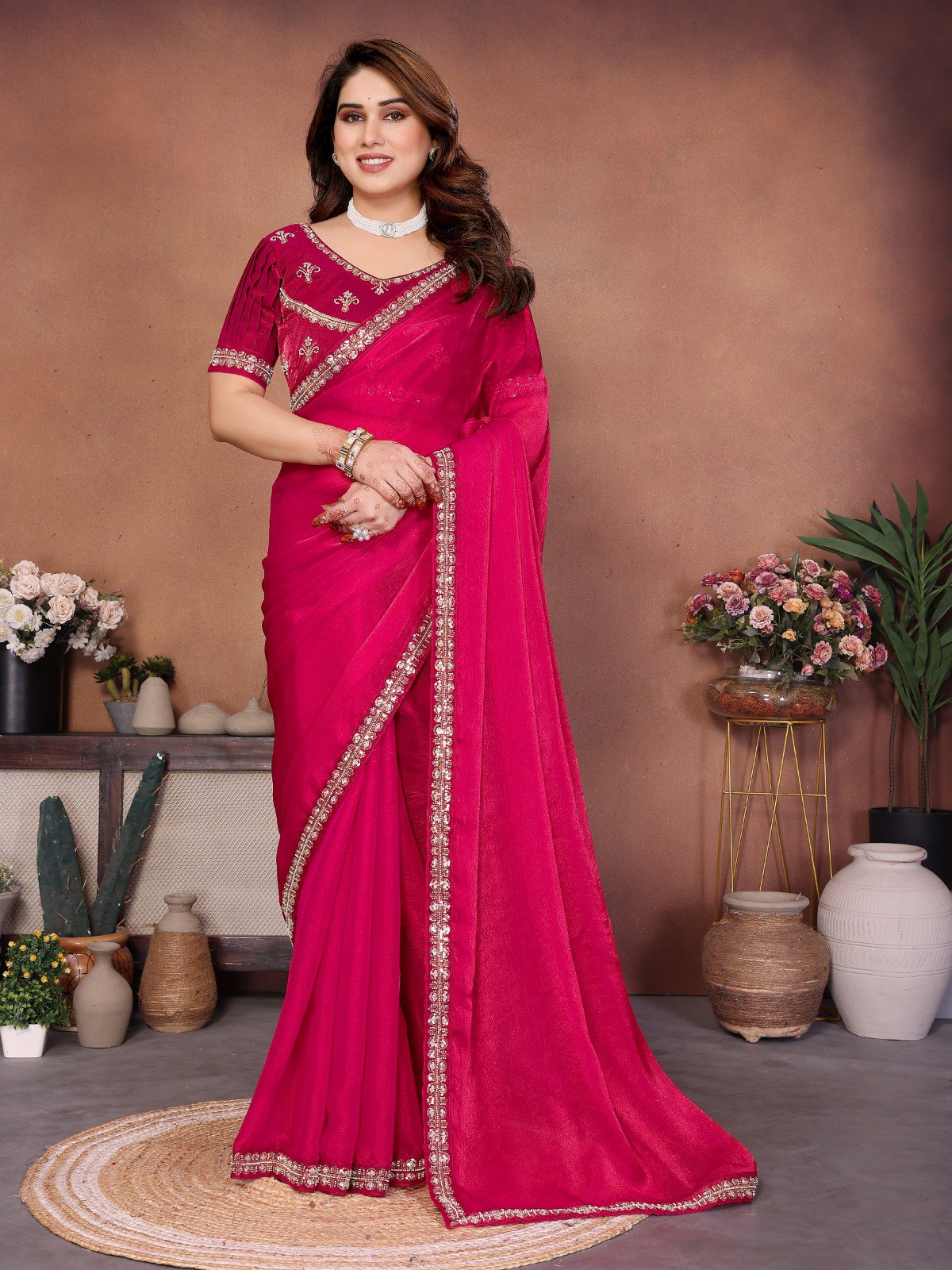 New Latest Trendy Party Wear Fendy Chiffon Saree
