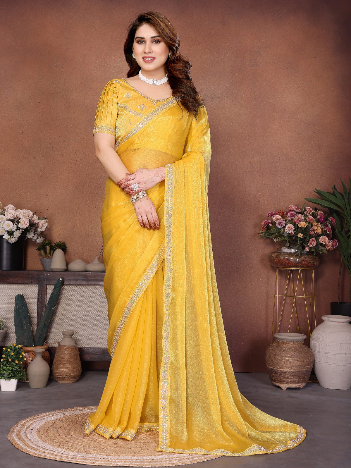 New Latest Trendy Party Wear Fendy Chiffon Saree