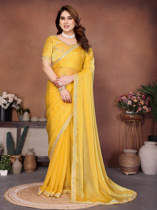 New Latest Trendy Party Wear Fendy Chiffon Saree
