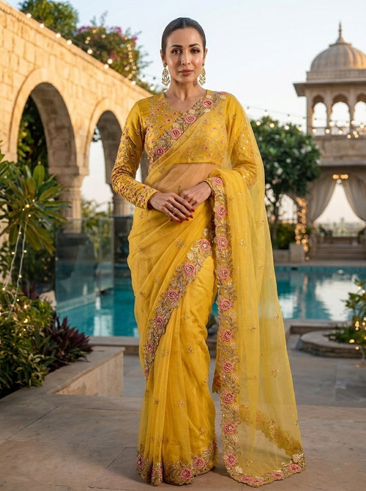 Latest Trending Party Wear Soft Chiffon Silk Saree