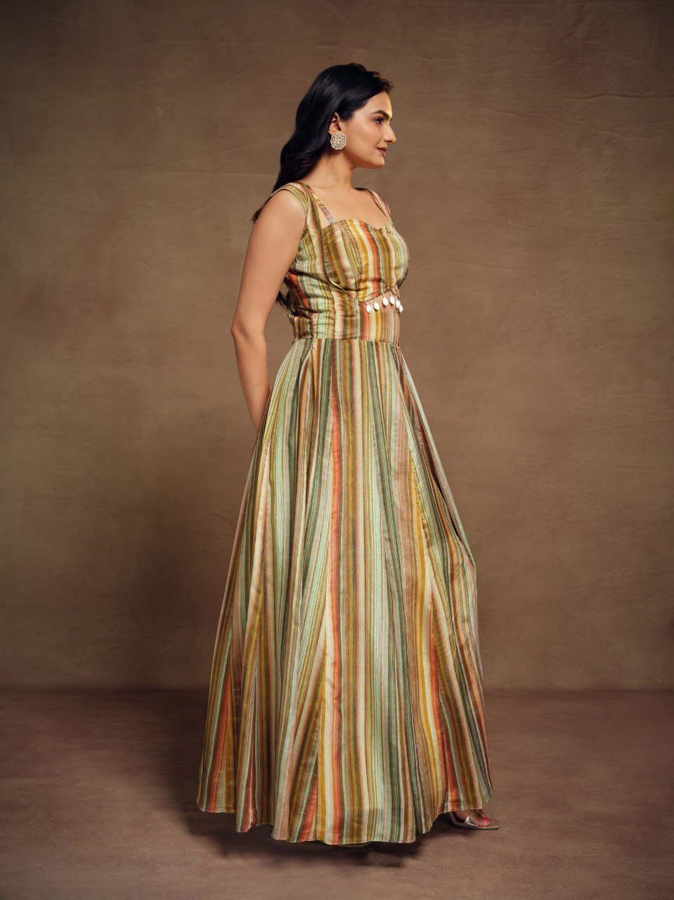 Multie Colour Fancy Slit Cut Styled Ready to wear Gown