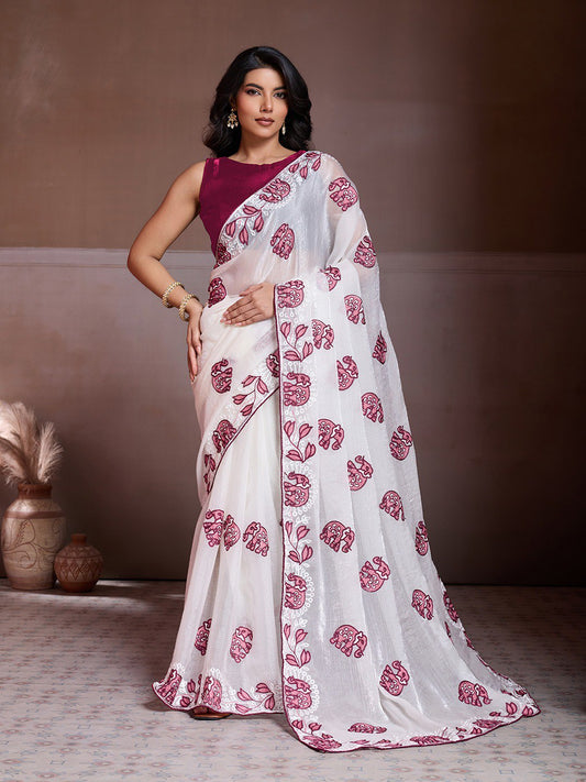 Womens New Party Wear Fendy Chiffon Saree
