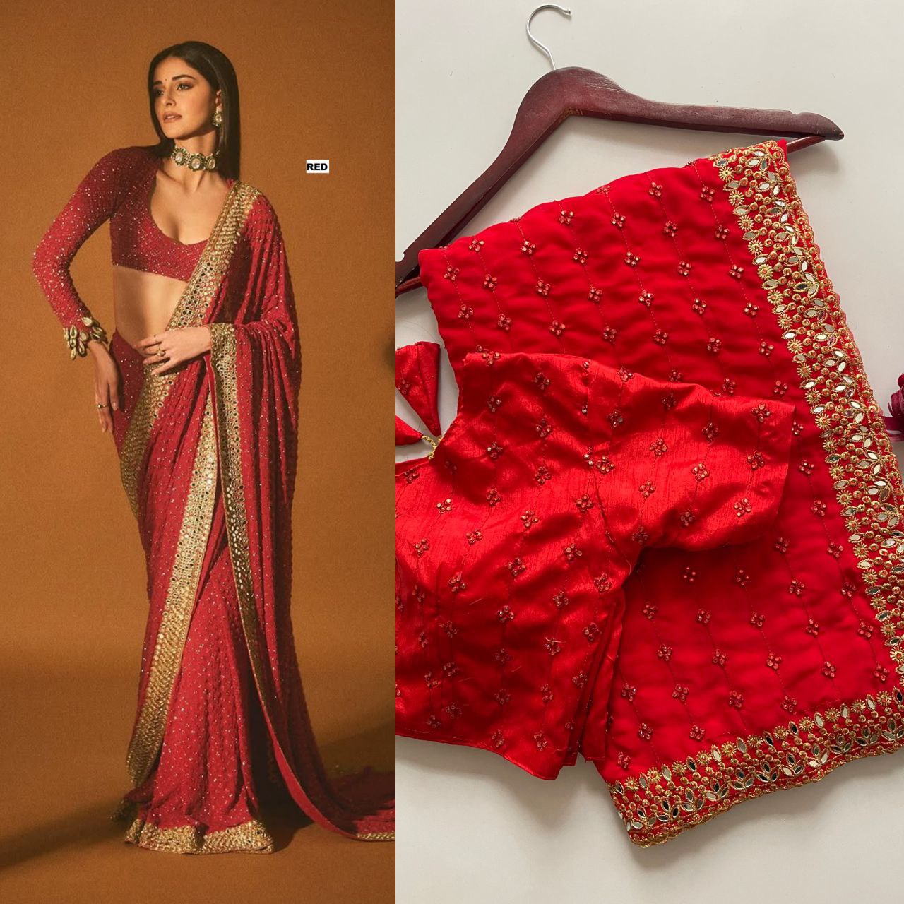 Faux Georgette Beautiful LCD Daimond & Oringnal Mirror Work  Saree