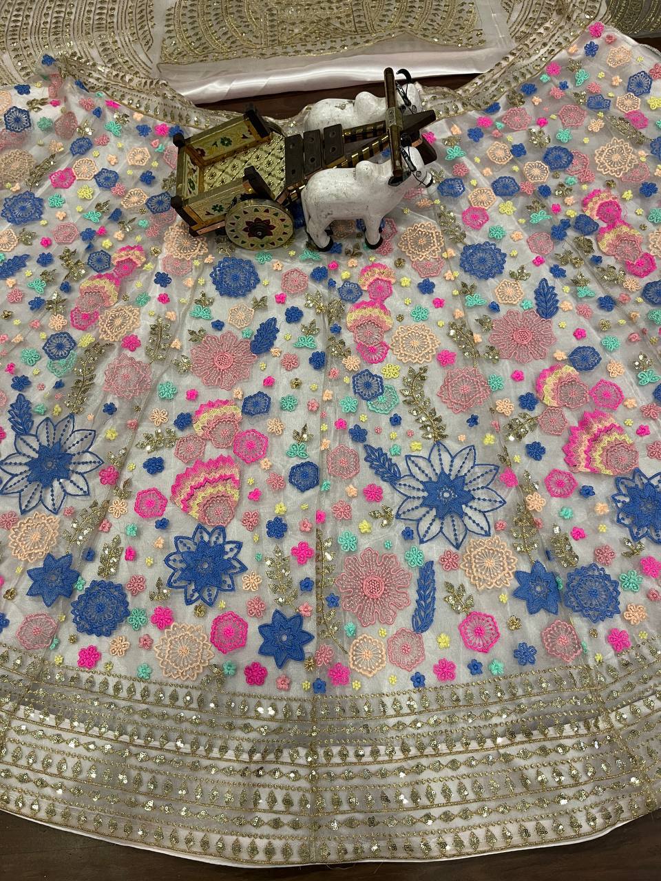 Multi Color Floral Work Lehenga Choli