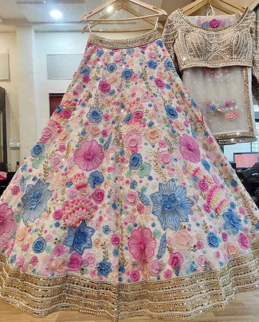 Multi Color Floral Work Lehenga Choli