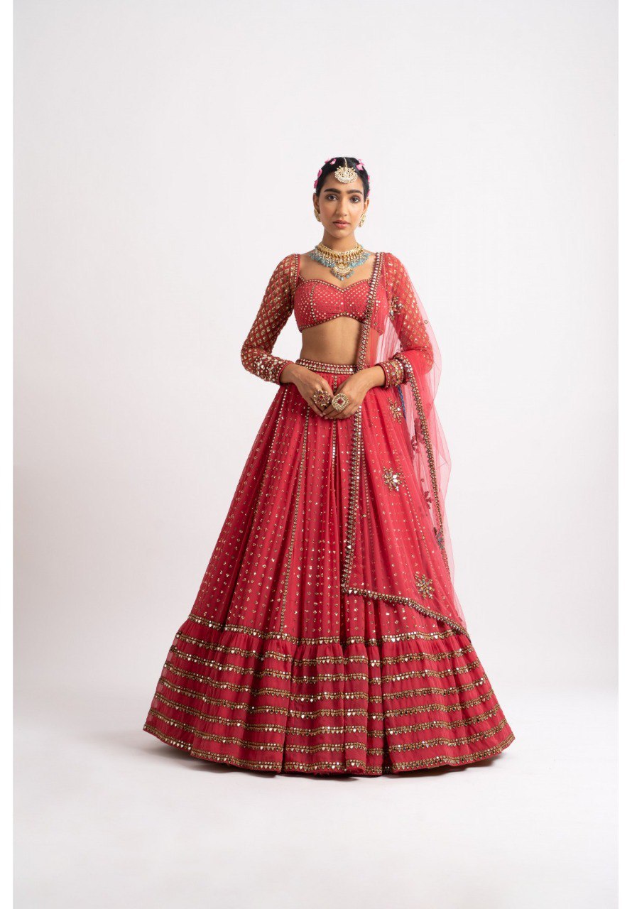 Beautiful Wedding Wear Georgette Sequence Work Fancy Lehenga Choli