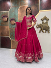 Traditional Elephant Motif Embroidered Lehenga Choli Set with Cutwork Dupatta