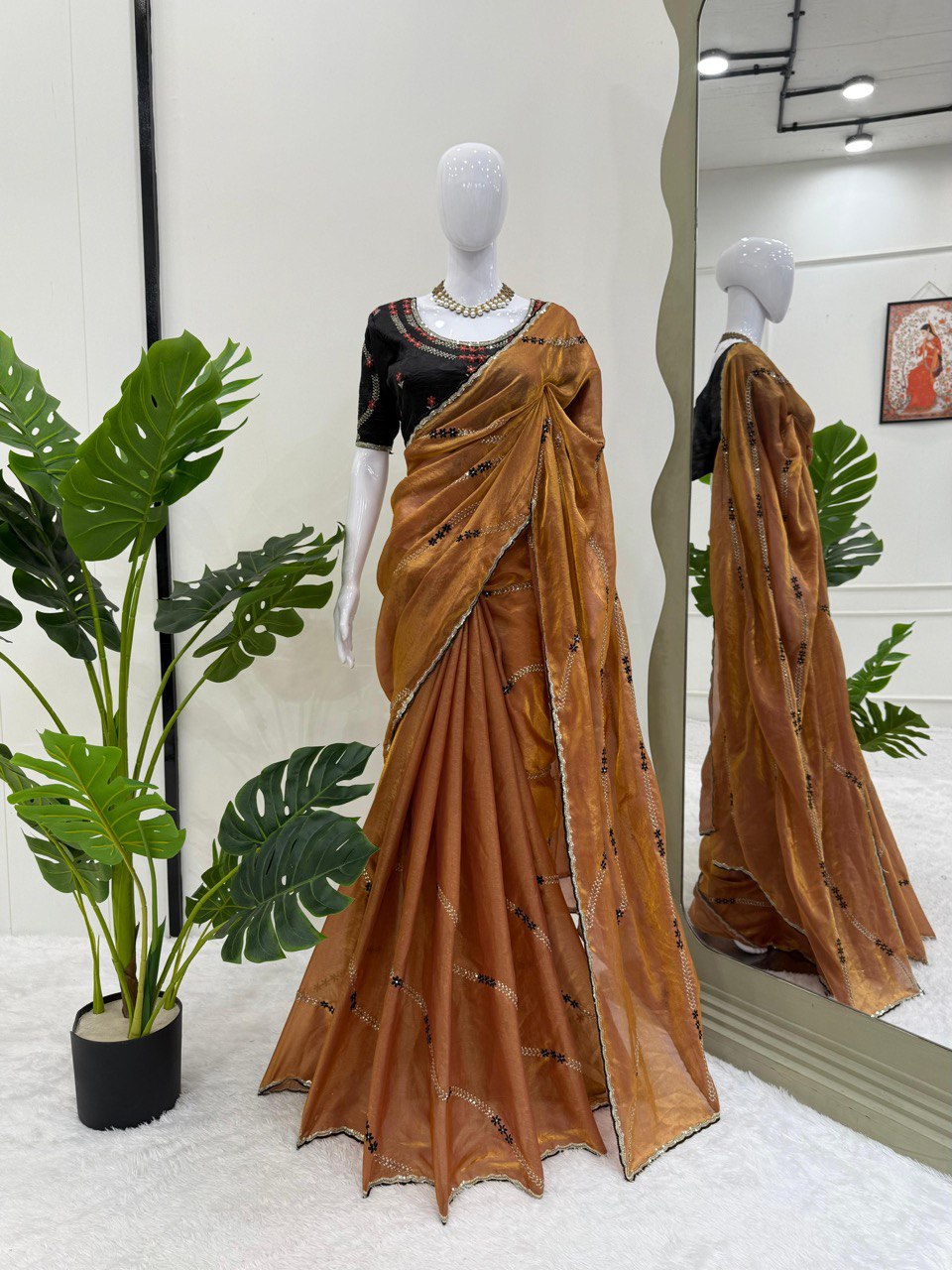 Soft & Shiny Fendy Silk Saree with Designer Blouse