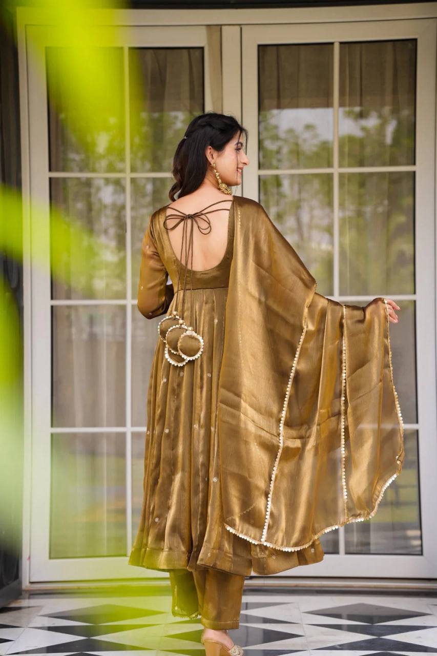 Rustic Gold Beauty Designer Gown for Wedding Season Lehenga Closet Rustic Gold Beauty Designer Gown for Wedding Season Lehenga Closet