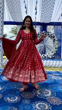 Load image into Gallery viewer, Red Georgette Embroidered Full Stitched Gown For Women
