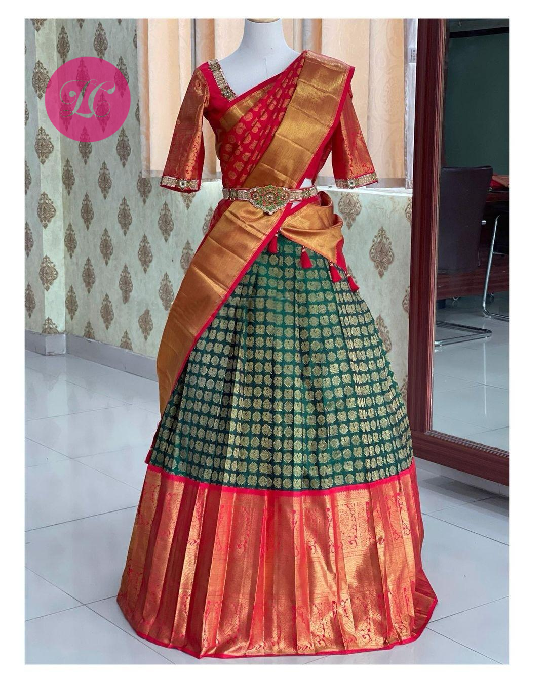 Green Colour Kanjivaram Silk Lehenga Choli