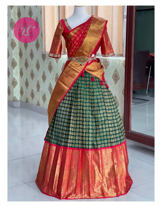 Green Colour Kanjivaram Silk Lehenga Choli