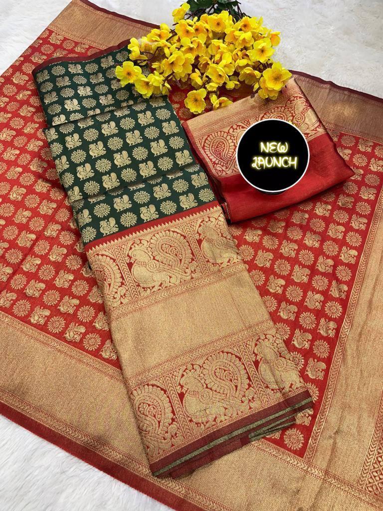 Green Colour Kanjivaram Silk Lehenga Choli