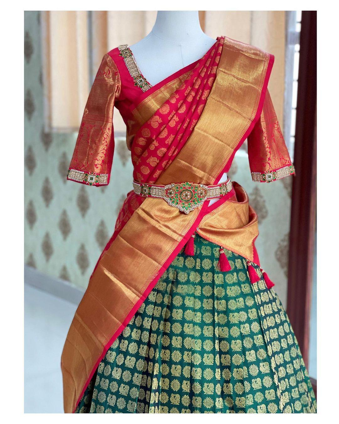 Green Colour Kanjivaram Silk Lehenga Choli