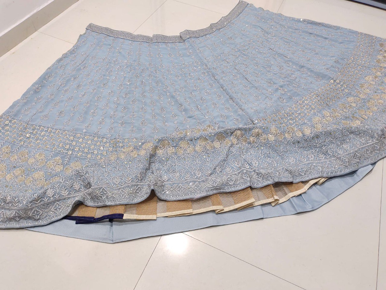Grey Georgette Embroidary Sequence Worked Designer Wedding Wear Lehenga
