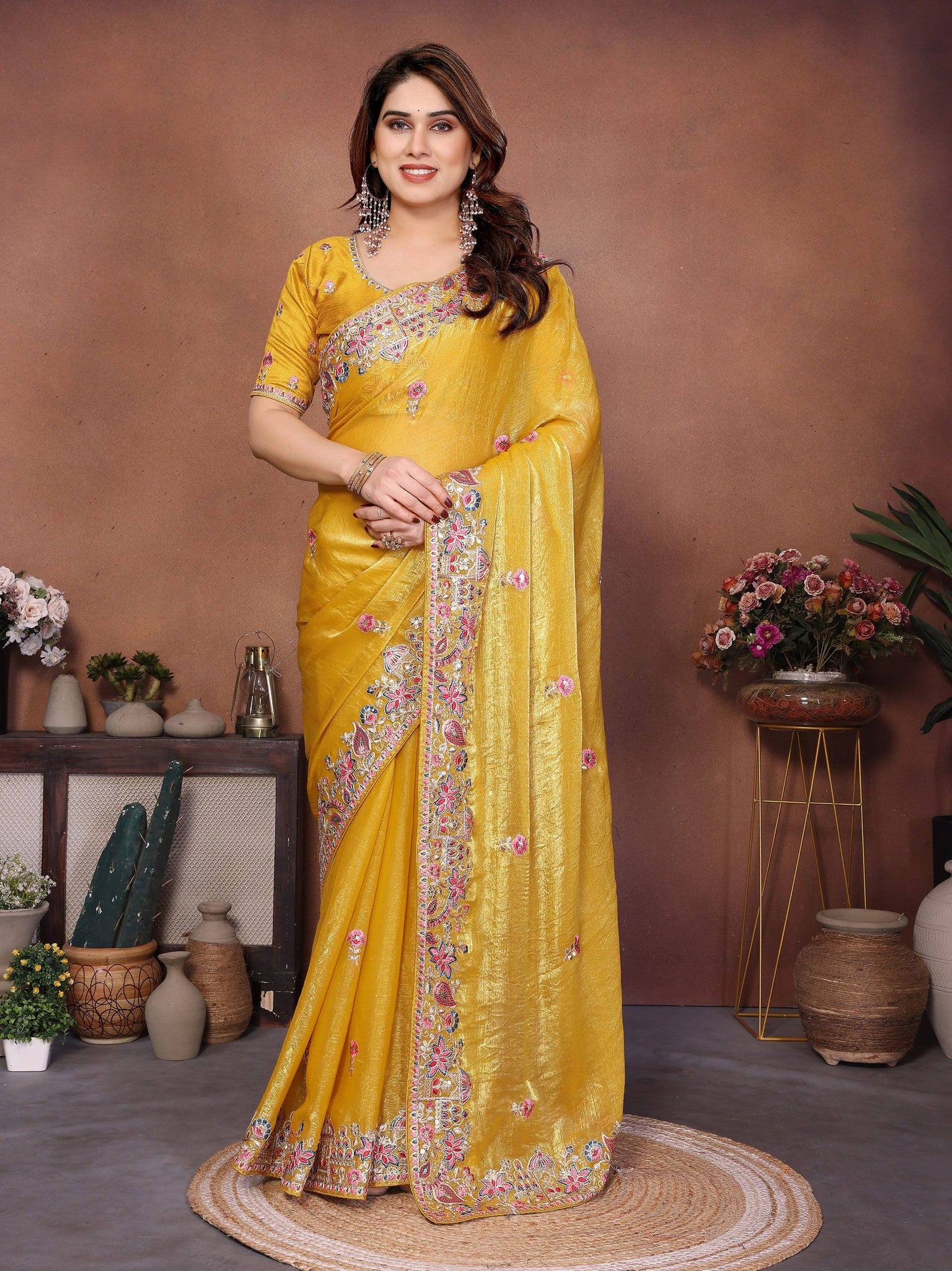 New Trending Party Wear Soft Fendy Chiffon Silk Saree