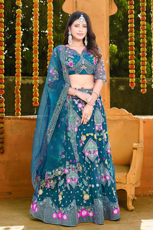 Royal Teal Beauty – Traditional Lehenga Choli Set