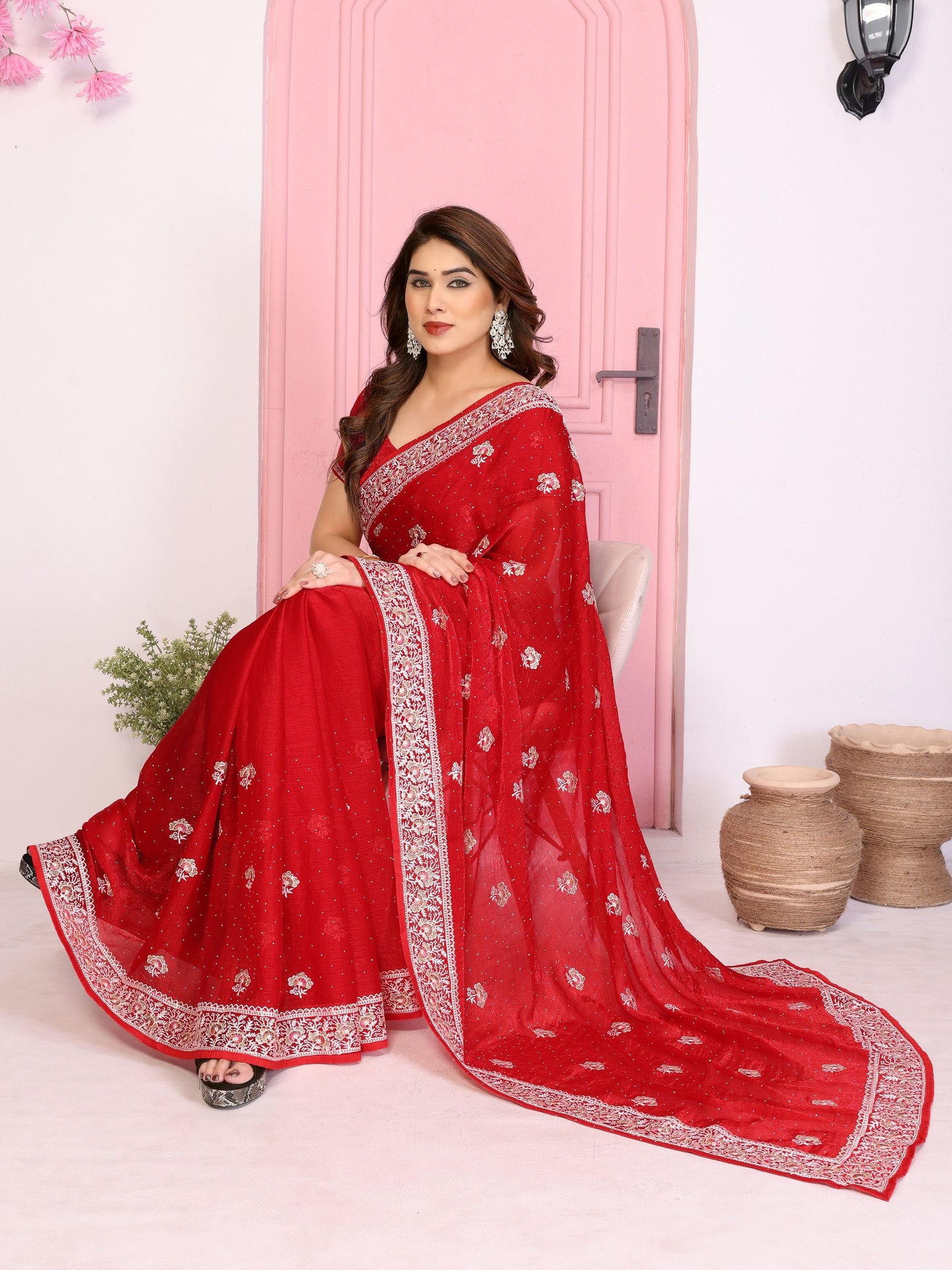 Latest Designer Party Wear Soft  Fendy Chiffon silk Saree
