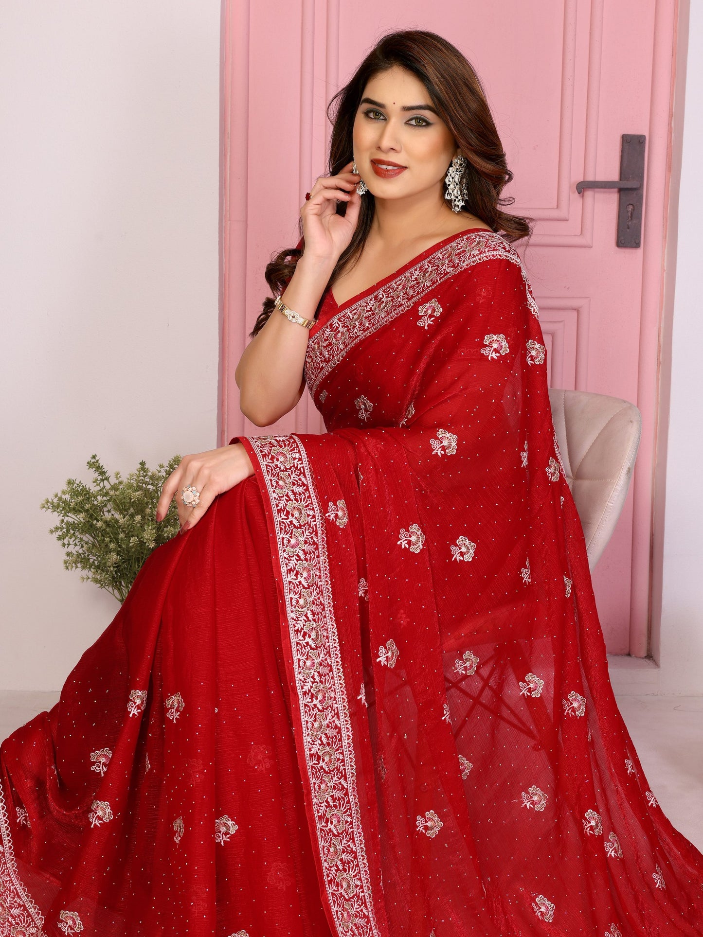 Latest Designer Party Wear Soft  Fendy Chiffon silk Saree