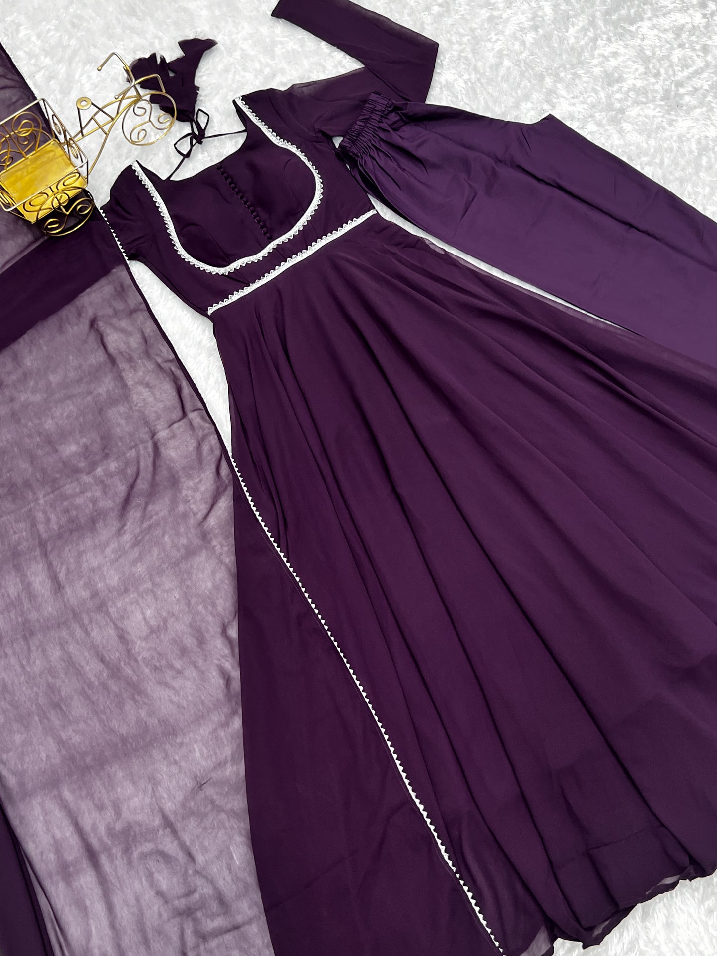 Party Wear Pure Georgette Long Stitched Gown For Girls Wear