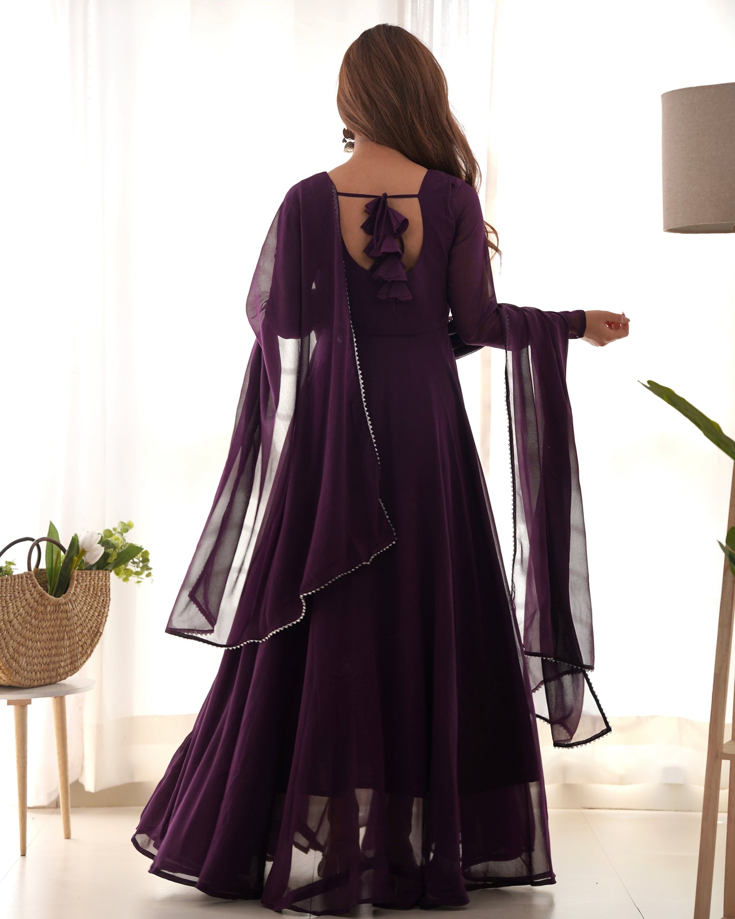 Party Wear Pure Georgette Long Stitched Gown For Girls Wear