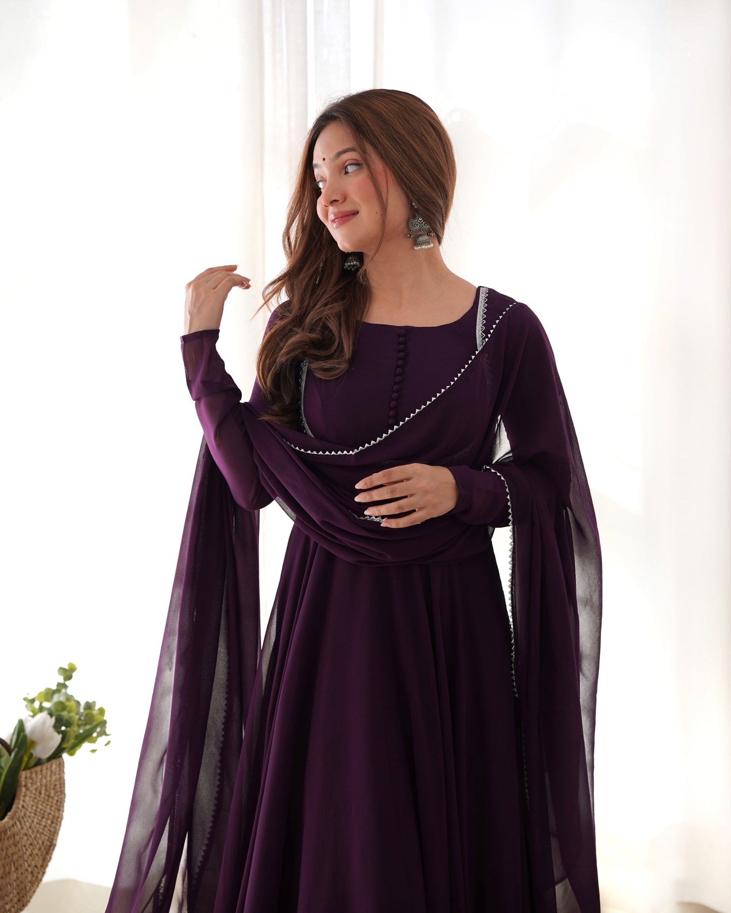 Party Wear Pure Georgette Long Stitched Gown For Girls Wear